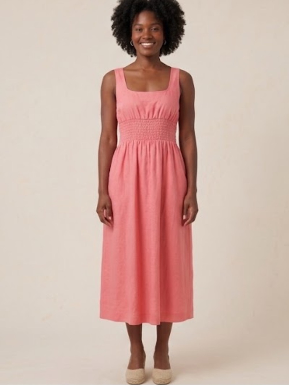 Pomander Place Tuckernuck Blossom Pink Wimberly Midi Dress sz M Empire Waist